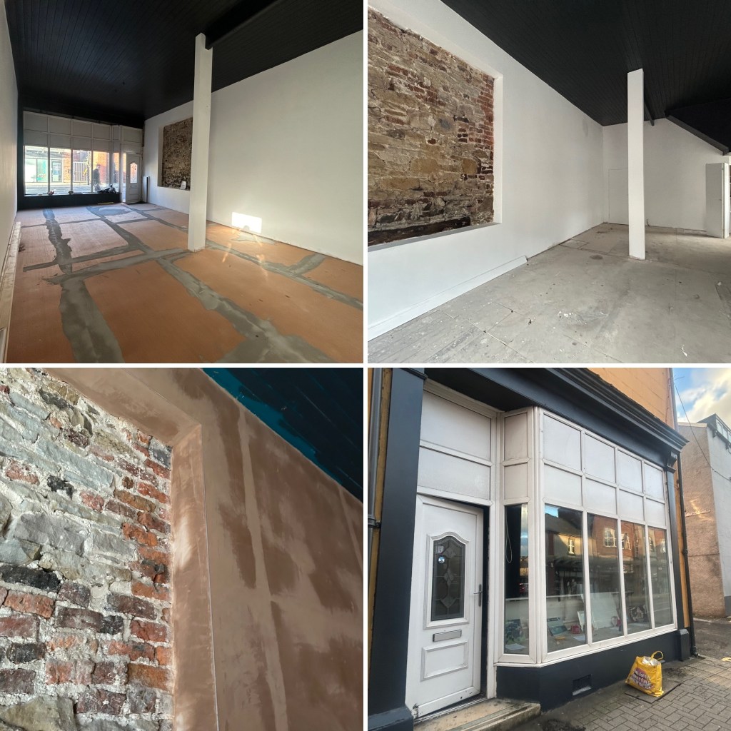 a montage of a commercial property showing interior and exterior views.
