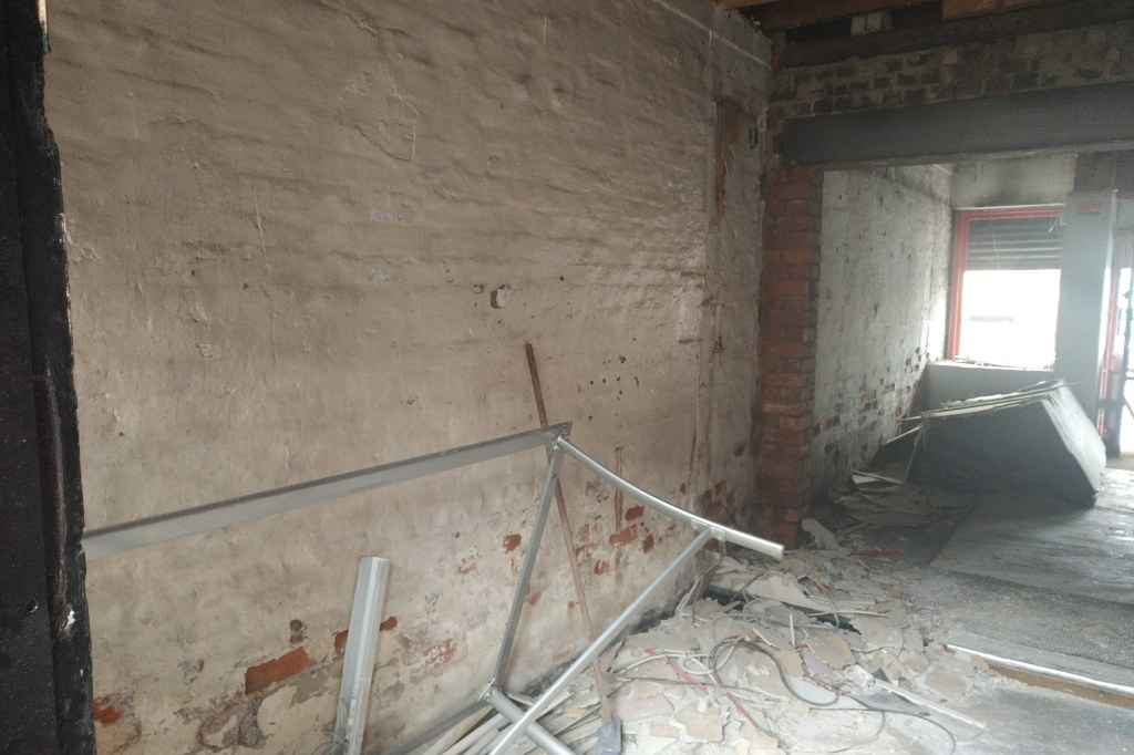 a brick wall in a building prior to construction work being carried out
